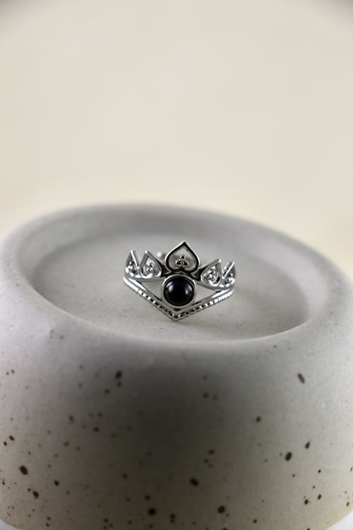 I AM limitless - Bague Onyx Couronne Argent