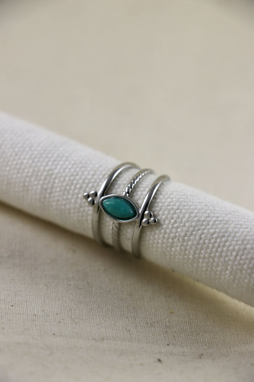 I AM confident - Bague Amazonite Miroir Argent
