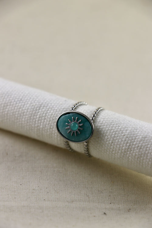 I AM confident - Bague Amazonite Soleil Argent