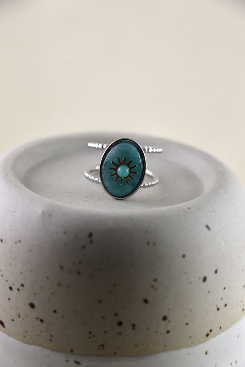 I AM confident - Bague Amazonite Soleil Argent