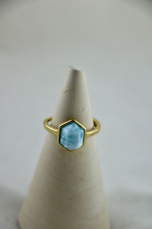 I AM inspired - Larimar Ring Hexagon