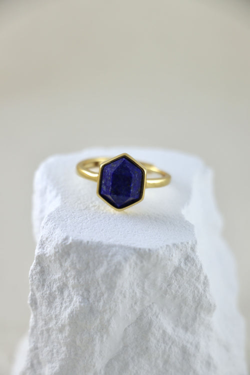 I AM true - Lapislazuli Ring Hexagon
