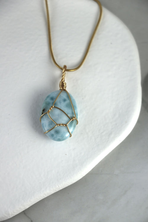 I AM inspired - Larimar Halskette Einzelstücke