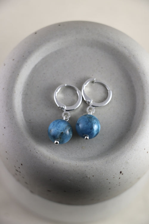 I AM energy - Boucles d'oreilles Apatite Boule Argent