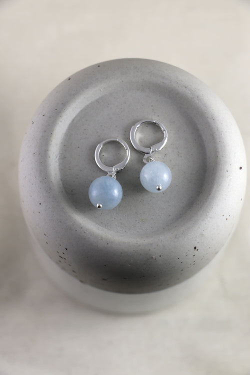 I AM clear - Boucles d'oreilles Aigue-marine Boule Argent