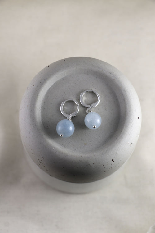 I AM clear - Boucles d'oreilles Aigue-marine Boule Argent