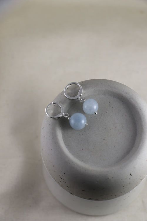 I AM clear - Boucles d'oreilles Aigue-marine Boule Argent