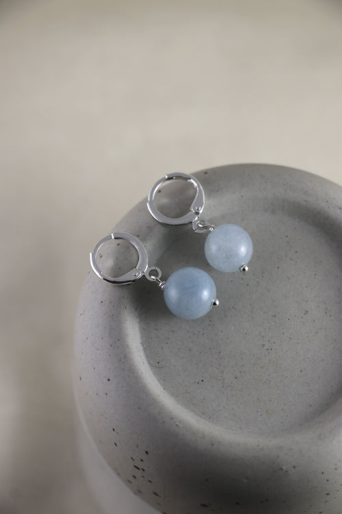 I AM clear - Boucles d'oreilles Aigue-marine Boule Argent