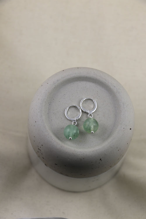 I AM focused - Boucles d'oreilles en fluorite boule argent