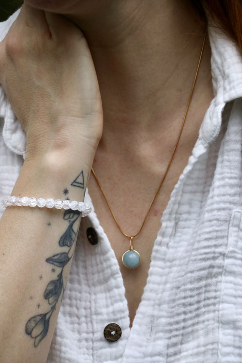 I AM clear - Collier boule aigue-marine