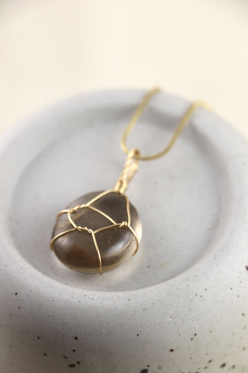 I AM open - collier en quartz fumé