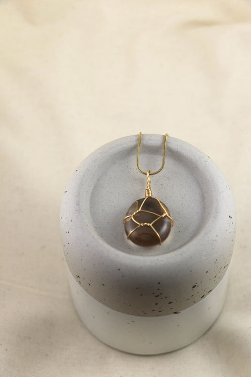I AM open - collier en quartz fumé