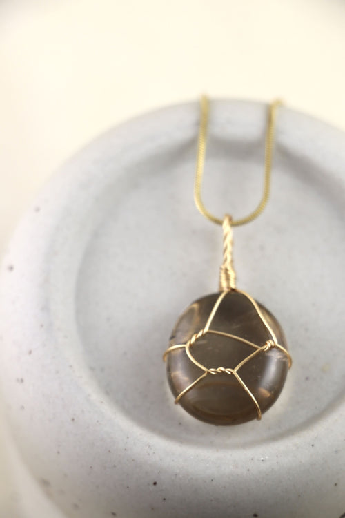 I AM open - collier en quartz fumé