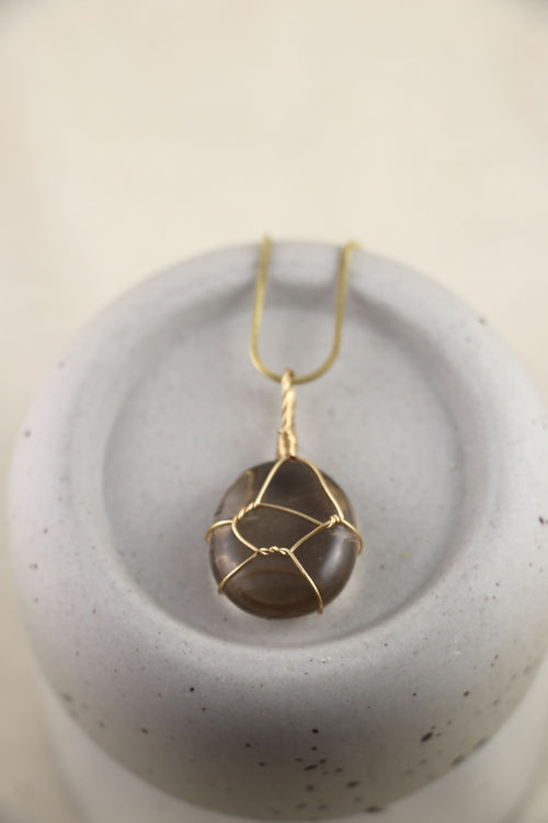 I AM open - collier en quartz fumé