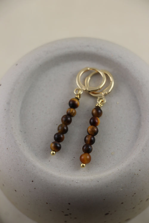 I AM brave - Boucles d'oreilles œil de tigre 6 boules