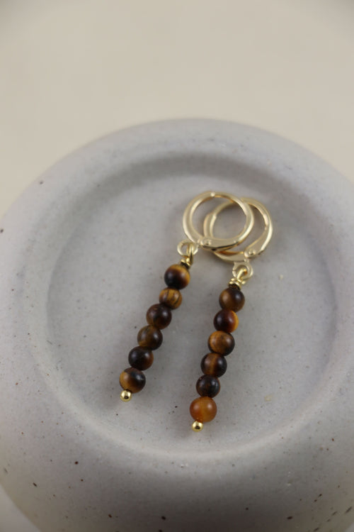 I AM brave - Boucles d'oreilles œil de tigre 6 boules