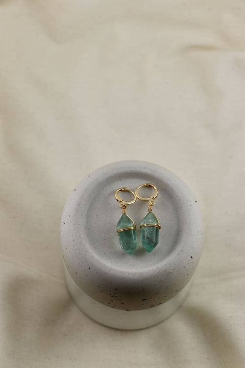 I AM focused - Boucles d'oreilles en fluorite à double pointe