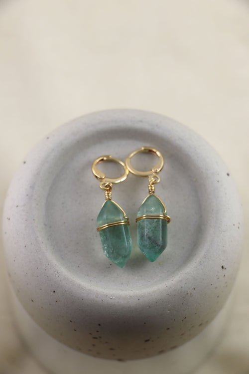 I AM focused - Boucles d'oreilles en fluorite à double pointe