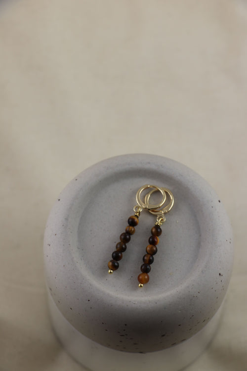 I AM brave - Boucles d'oreilles œil de tigre 6 boules