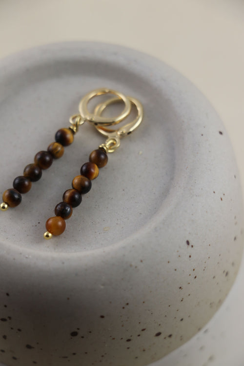 I AM brave - Boucles d'oreilles œil de tigre 6 boules