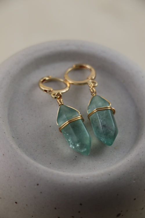 I AM focused - Boucles d'oreilles en fluorite à double pointe