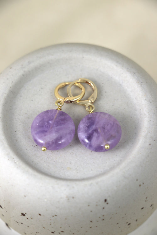 I AM clarity - Boucles d'oreilles rondes en améthyste