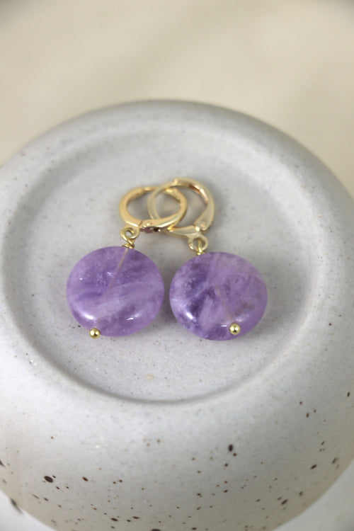 I AM clarity - Boucles d'oreilles rondes en améthyste