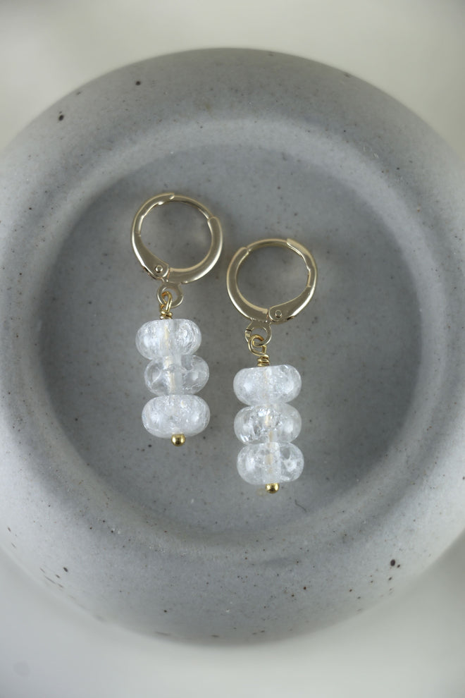 I AM safe - Bergkristall "Aura" Ohrringe 3 Scheiben