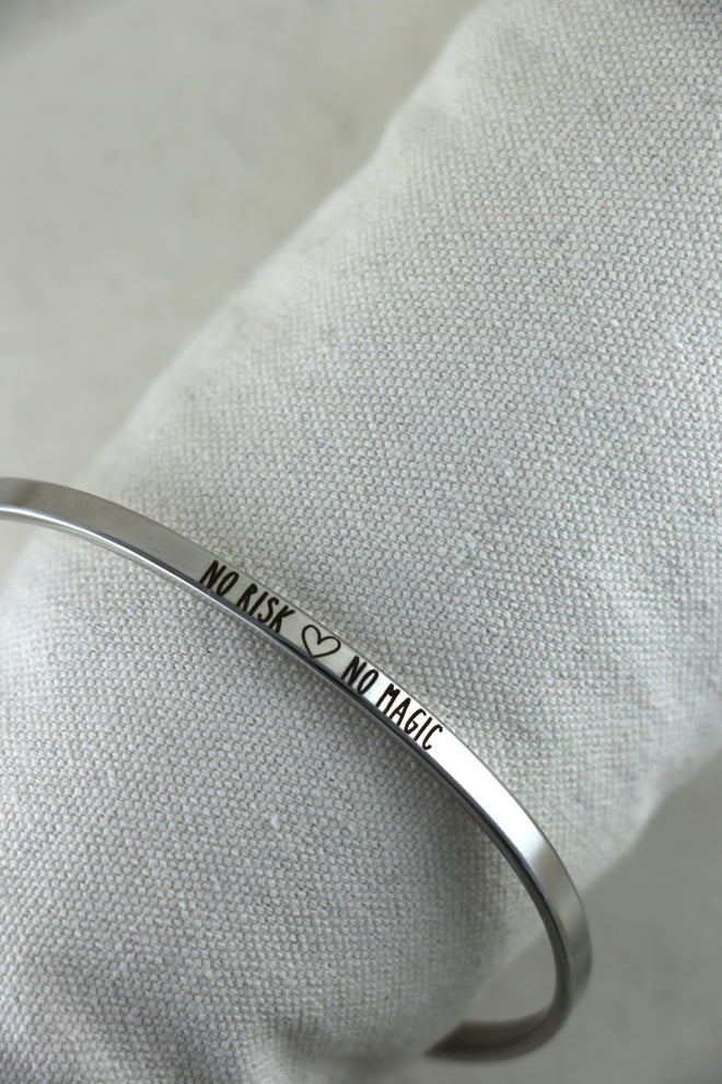 Mantra Armband - No risk | no magic Silber