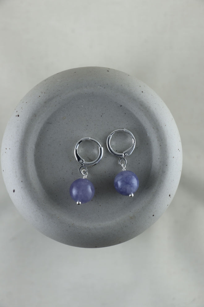 I AM blessed - Angelit Ohrringe Kugel Silber