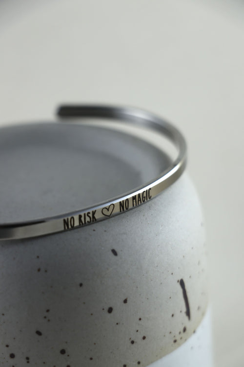 Mantra Armband - No risk | no magic Silber