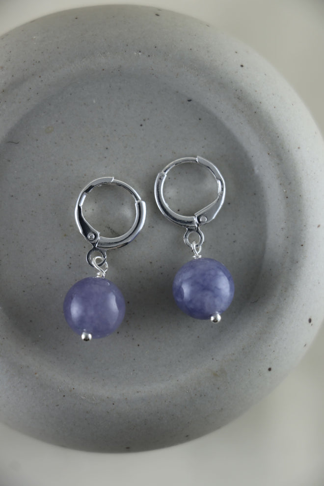 I AM blessed - Angelit Ohrringe Kugel Silber