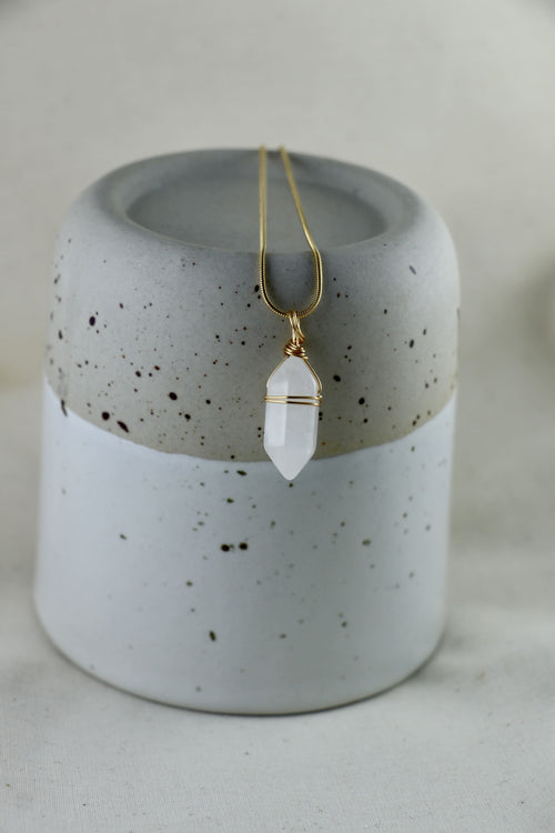 I AM safe - Bergkristall Halskette Doppelspitze