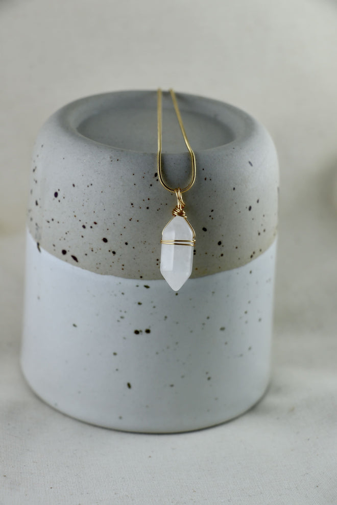 I AM safe - Bergkristall Halskette Doppelspitze