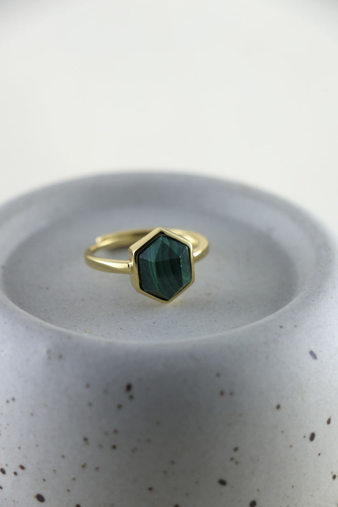 I AM pure - Malachit Ring Hexagon