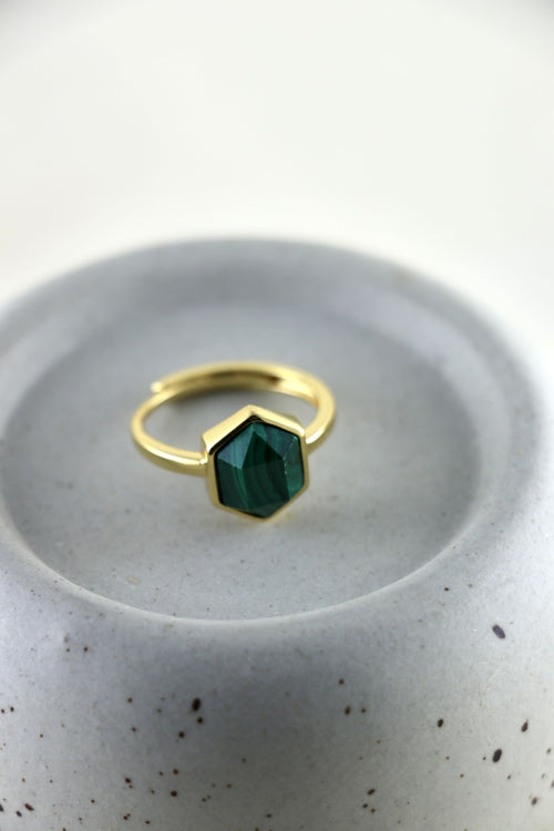 I AM pure - Malachit Ring Hexagon