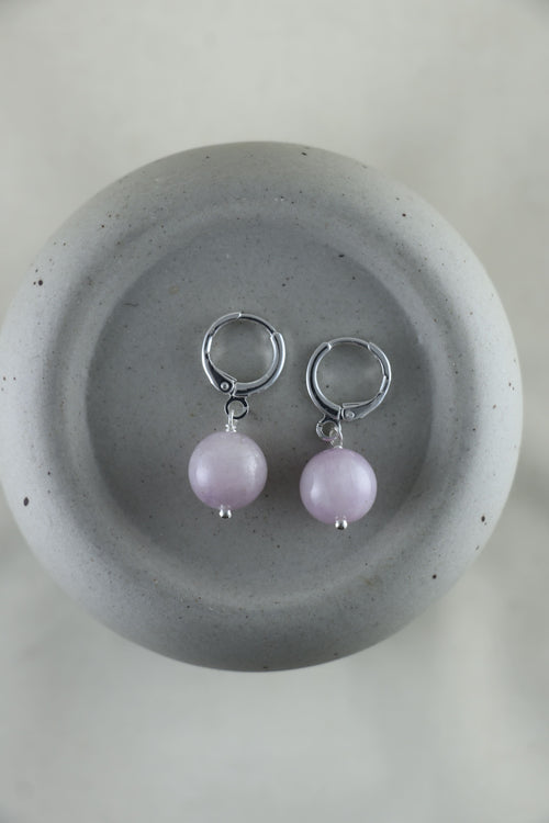 I AM healing - Kunzit Ohrringe Kugel Silber