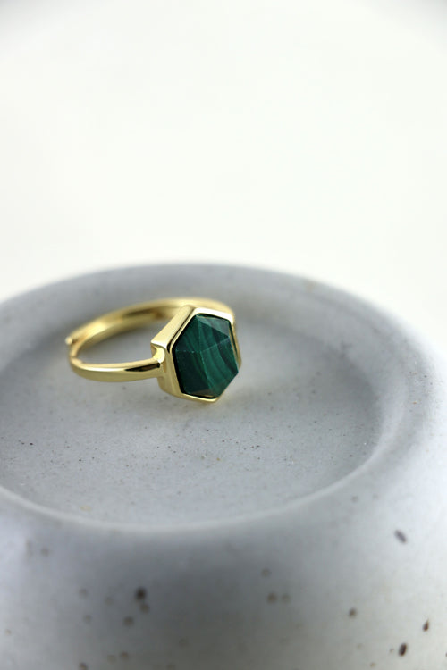 I AM pure - Malachit Ring Hexagon