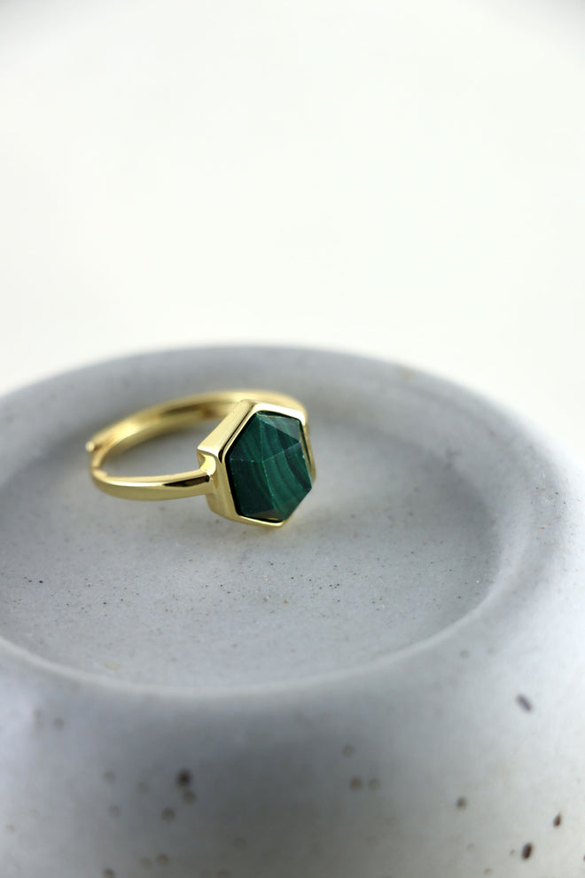 I AM pure - Malachit Ring Hexagon