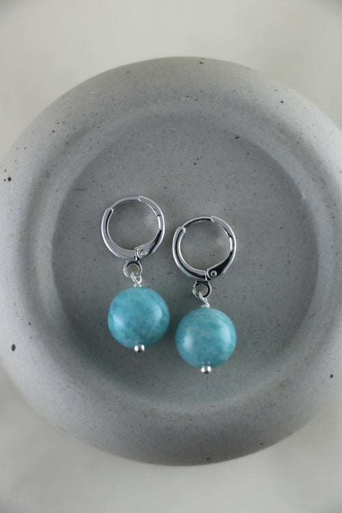 I AM confident - Amazonit Ohrringe Kugel Silber