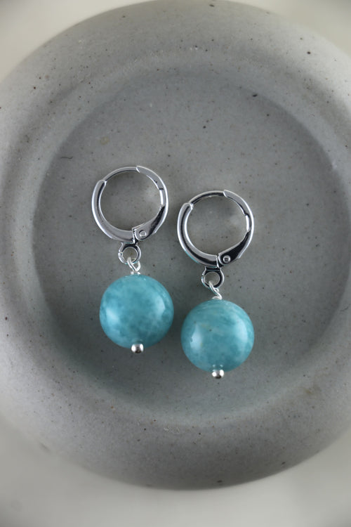 I AM confident - Amazonit Ohrringe Kugel Silber