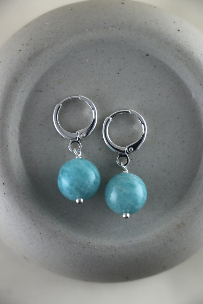 I AM confident - Amazonit Ohrringe Kugel Silber