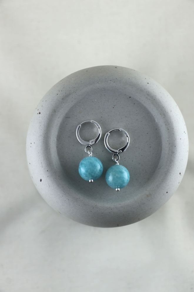 I AM confident - Amazonit Ohrringe Kugel Silber