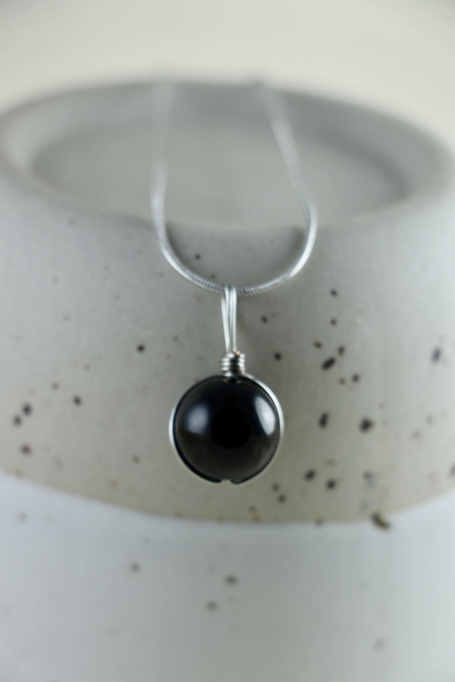 I AM limitless - Onyx Halskette Kugel Silber