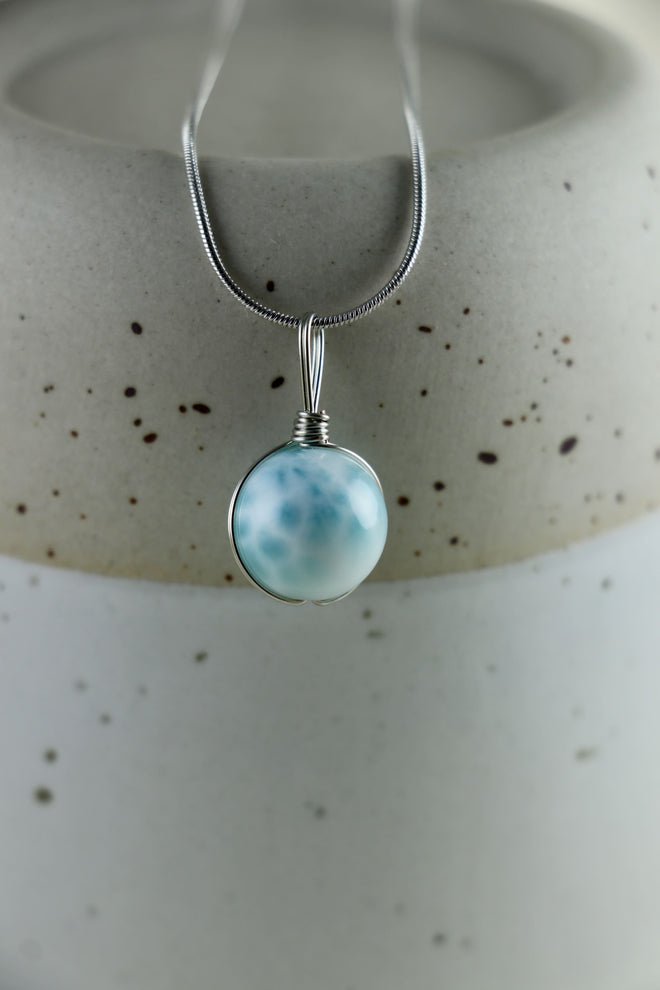 I AM inspired - Larimar Halskette Kugel Silber
