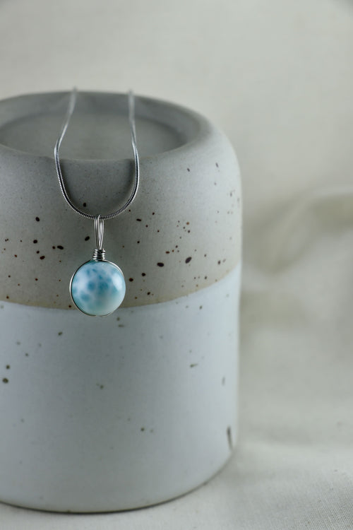 I AM inspired - Larimar Halskette Kugel Silber