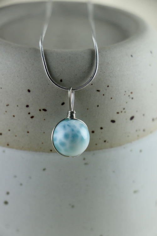 I AM inspired - Larimar Halskette Kugel Silber