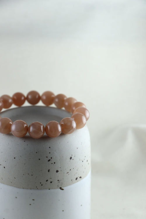 I AM feminine - Bracelet Pierre de Lune Pêche grandes perles