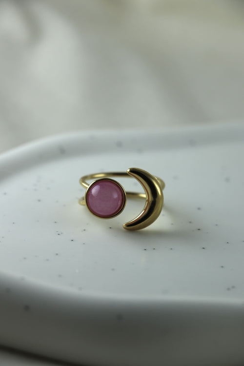 I AM love - Rosenquarz Ring Mond