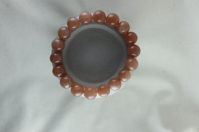 I AM feminine - Bracelet Pierre de Lune Pêche grandes perles